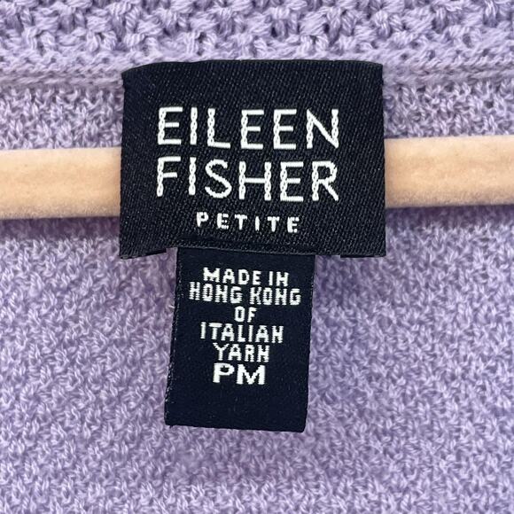 Eileen Fisher Sweater Womens Petite Medium Purple Wool Open Front Cardigan Knit - Picture 3 of 11